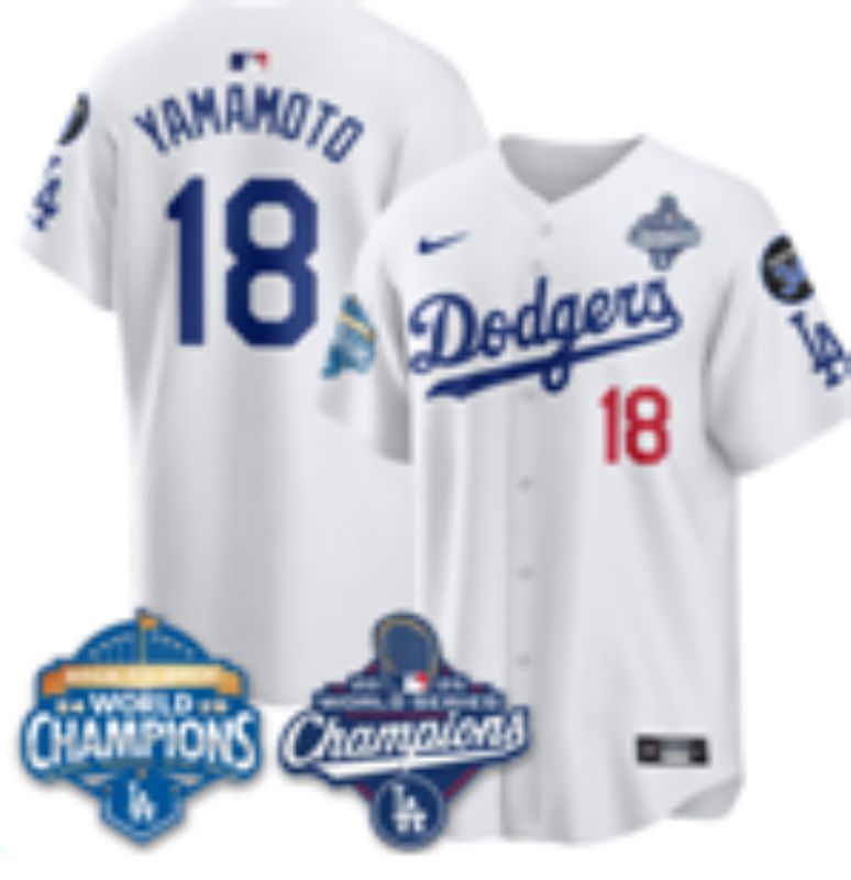 Men 2026 Nike Los Angeles Dodgers #18 Yamamoto White Game MLB Jersey 011
